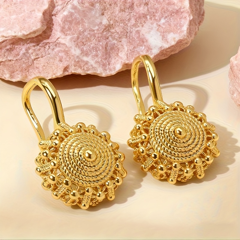 Image of Pair Of 316l Stainless Steel Sunflower Earrings, Suitable For Banquets And Holidays, Wear