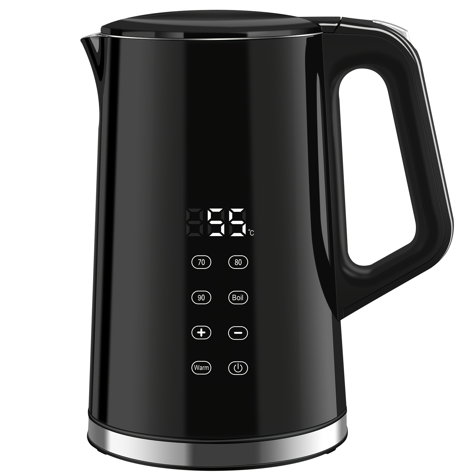 TEMU 1.7l Electric Kettle With Multi-temperature Levels And Timing, Lcd Digital Display, 304 Stainless Steel Inner Tank, Double Wall Insulation, Dry