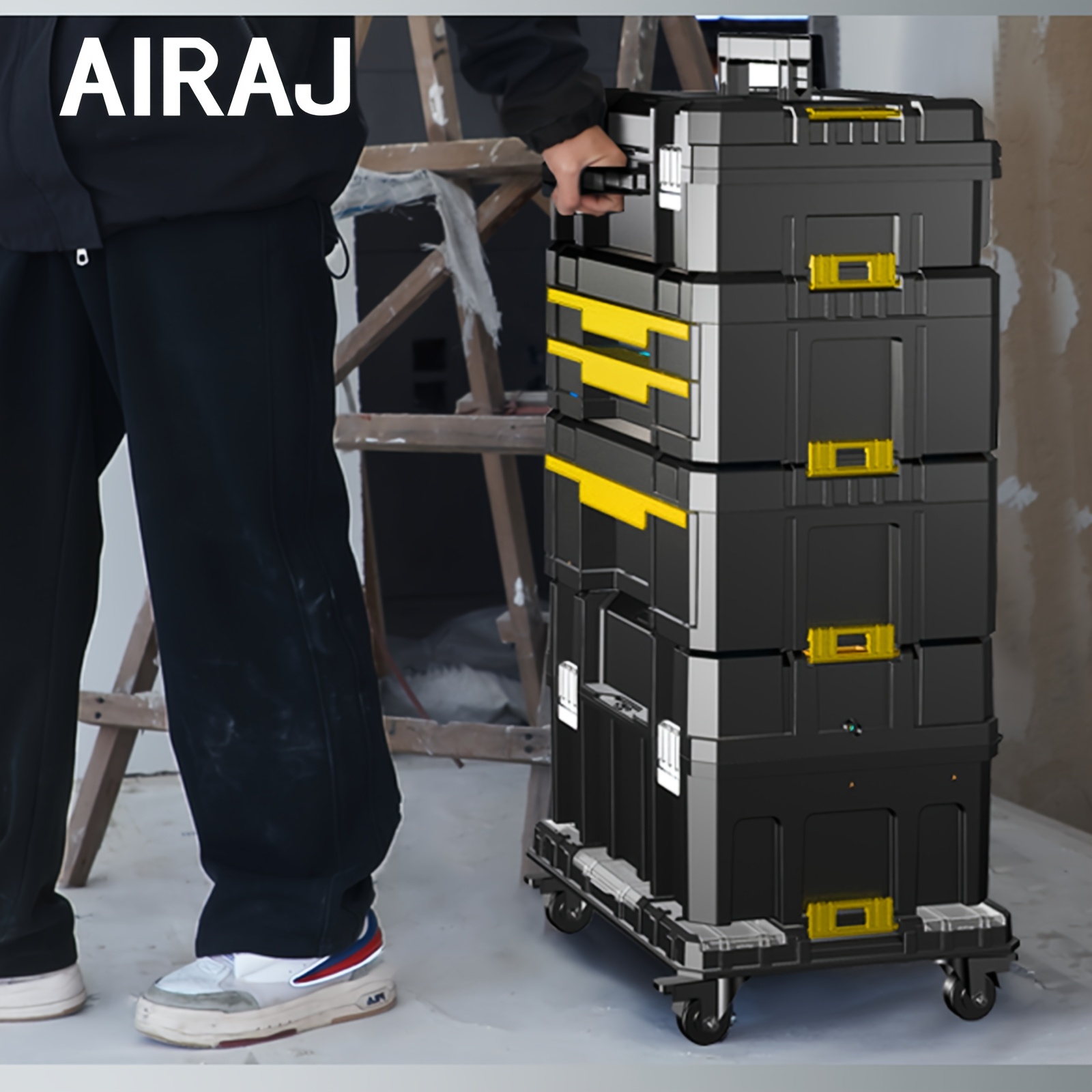   tiered stackable rolling toolbox with wheels large capacity space saving design for   organization ideal for garage storage  s toolbox for garage   organizer sleek toolbox durable plastic construction