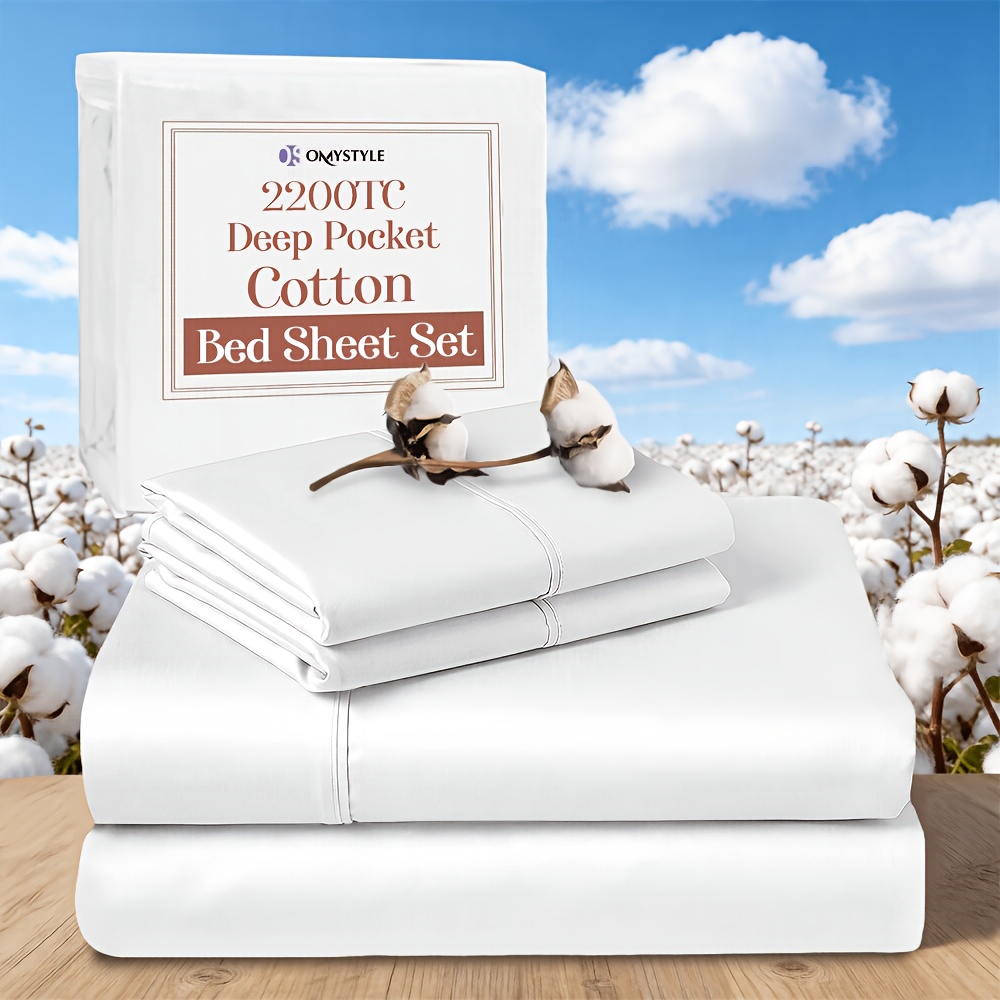 TEMU 3/4pcs Luxury Sheet Set, 2200tc Deep Pocket Bedding For Child, Wrinkle-free & Bleach-free Soft Sateen Weave, Durable Children's Sheets, , In ,