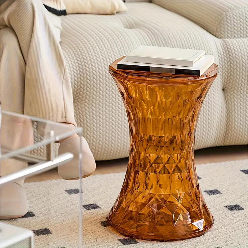 elegant acrylic shoe changing stool transparent   with golden accents durable portable ideal for vanity or entryway multi color options 6