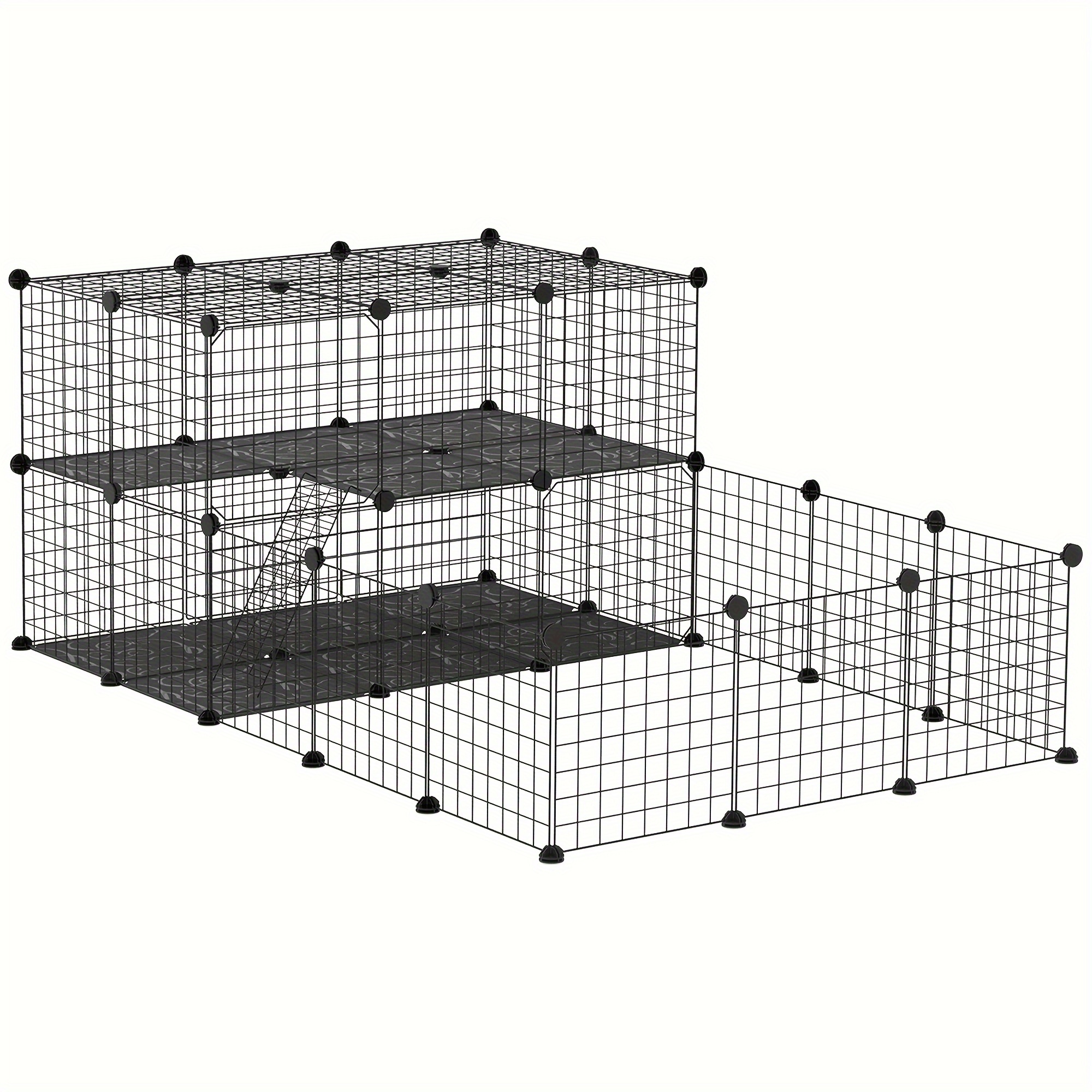 TEMU PawHut Parc pour animaux de compagnie à 47 panneaux, enclos pour petits animaux avec portes, enclos portable en fil métallique pour lapins,