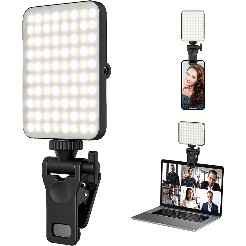 

luxelight" Versatile Usb Rechargeable Led Selfie & Phone Light Clip - Adjustable Brightness For Perfect Selfies, Makeup, Tiktok, Live Streaming & Video Conferencing - Black