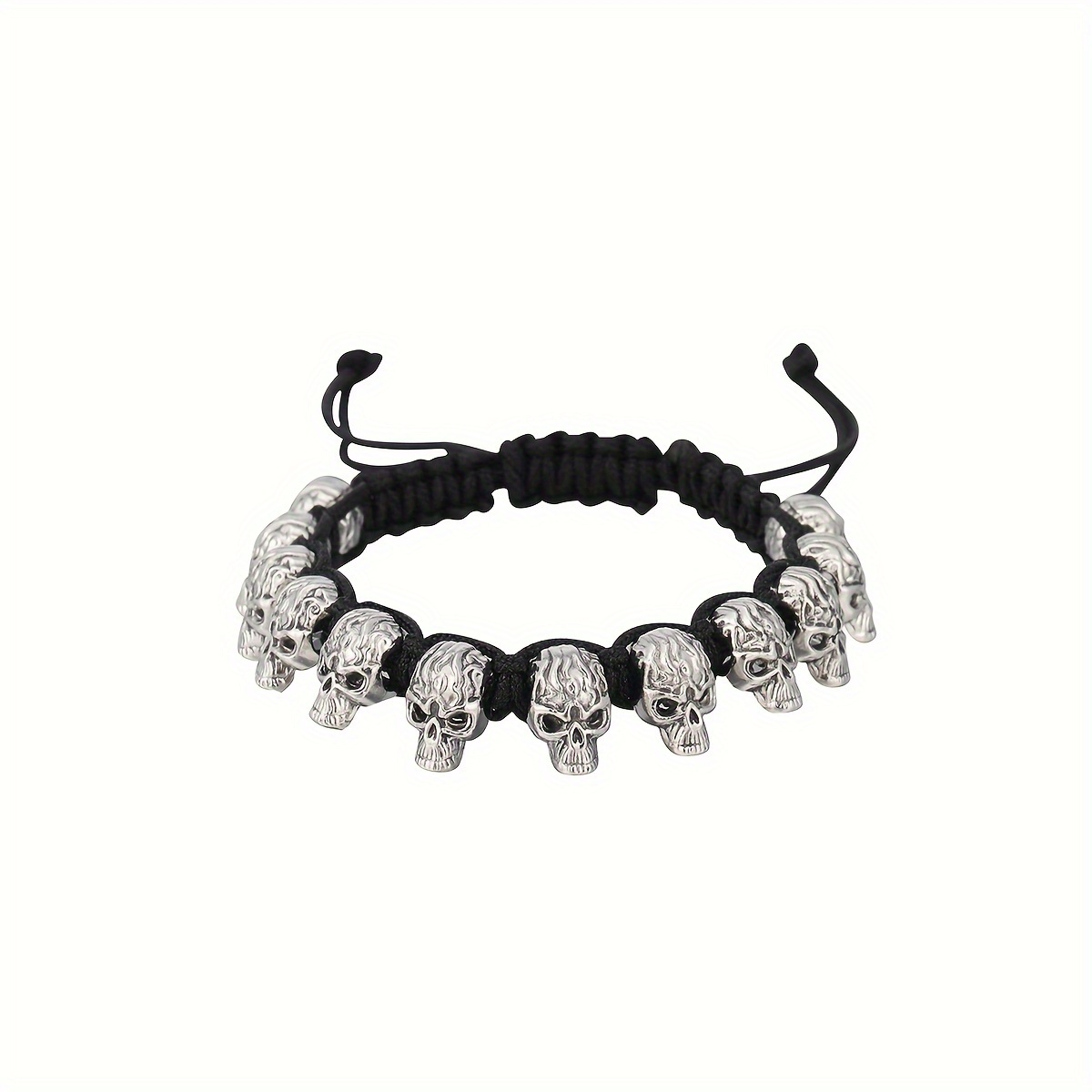 Gothic Skull Beaded Bracelet Adjustable Wristband