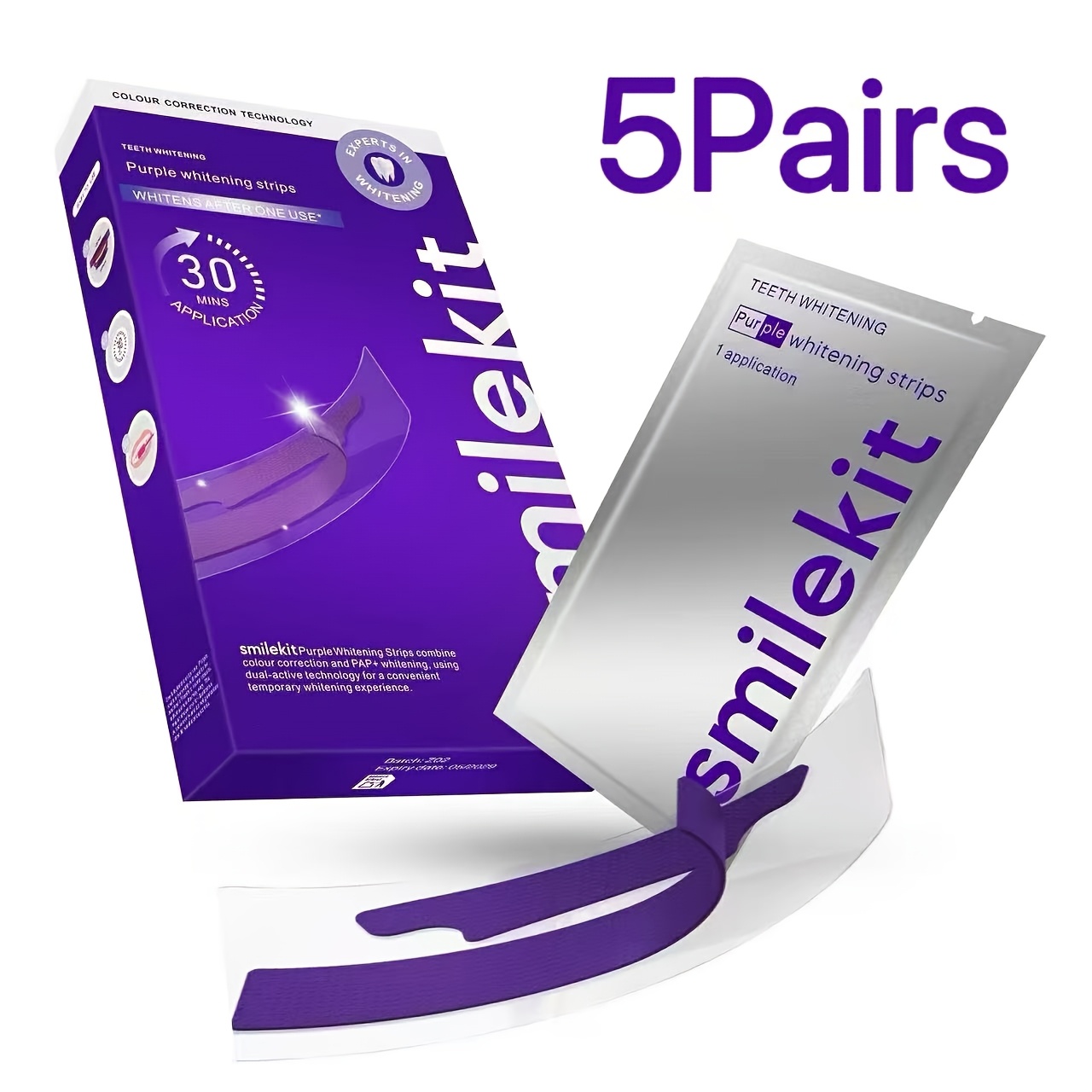 Image of New 5-pair Purple Small Box Teeth Strips, Daily And Travel Use Oral Cleaning Strips, Refreshing And Non-sensitive Teeth Strips, Whitens Teeth, Breath, Convenient, Deep Cleaning Strips