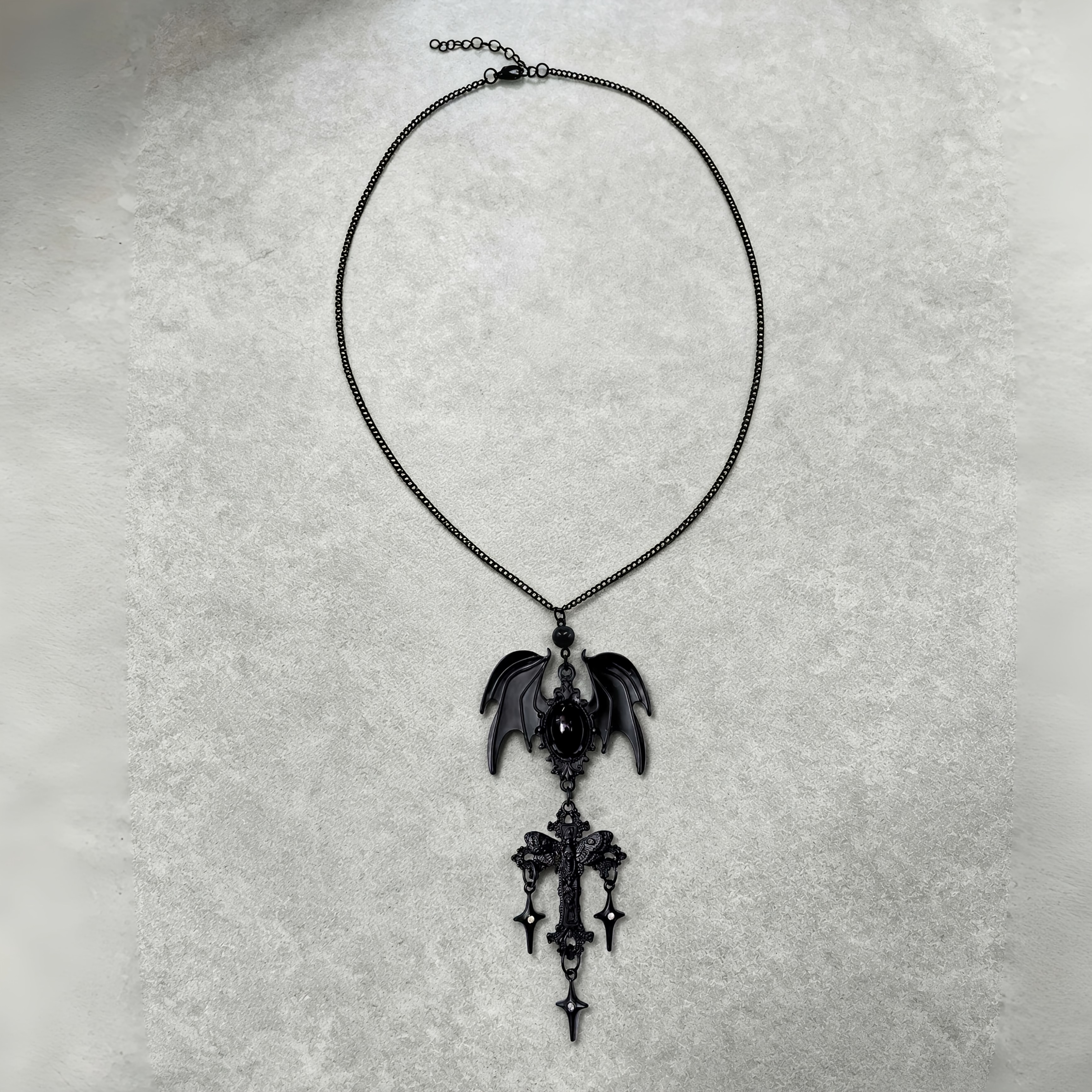 Women's Imitation Black Bat Wings Pendant Necklace