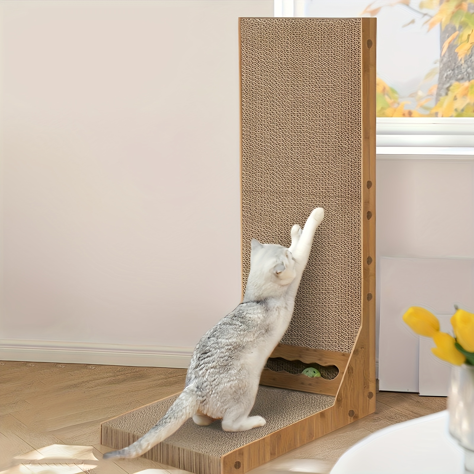 TEMU Cat Scratching Board Cat Scratching Post Indoor Cat Bed Large L-shaped Used On Sides Cat Scratching Board Cat Scratching Toy Cat Claw Scratcher