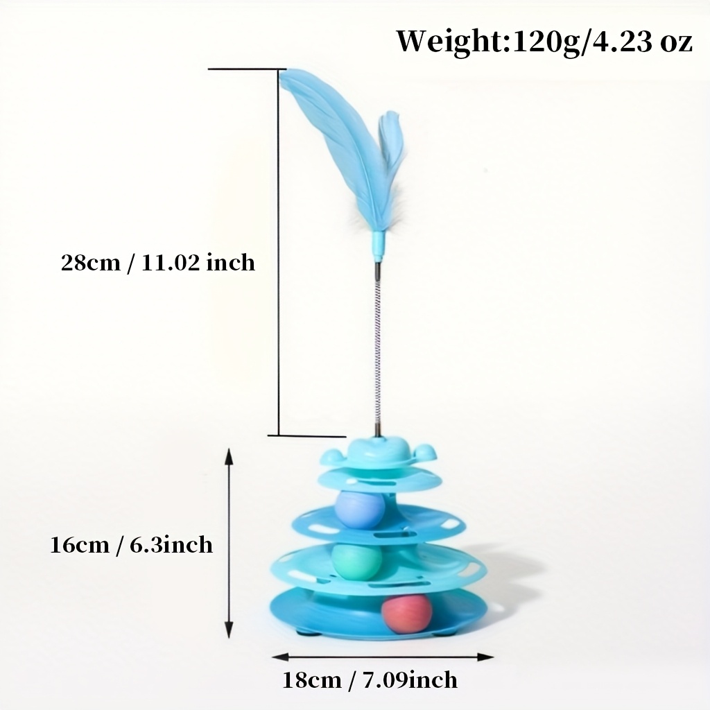 Artificial Feather Cat Carousel Toy - Rotating Rolling Ball Cat Toy, Interactive Teasing Toy for Cats, Cat Gift, Suitable for Indoor Cat Companion Toy, Self Entertainment And Fun Toy to Reduce Boredom, Random Balls in 3 Colors, Without Battery