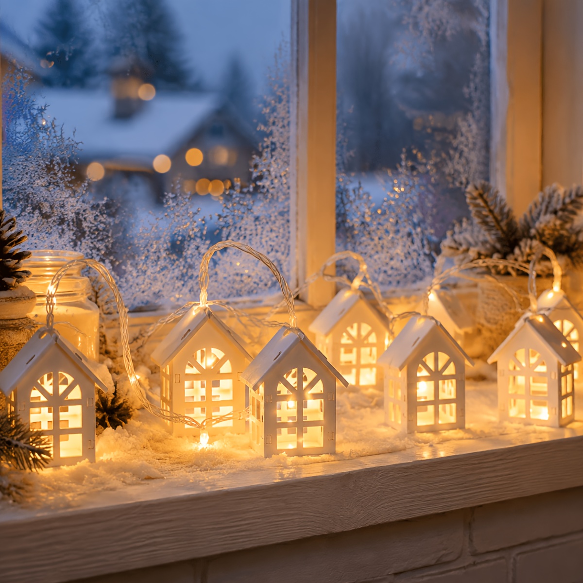 TEMU Luci a stringa LED bianche per cabina, luci decorative in , luci natalizie da appendere, luci luminose per la casa per l'arredamento della e la