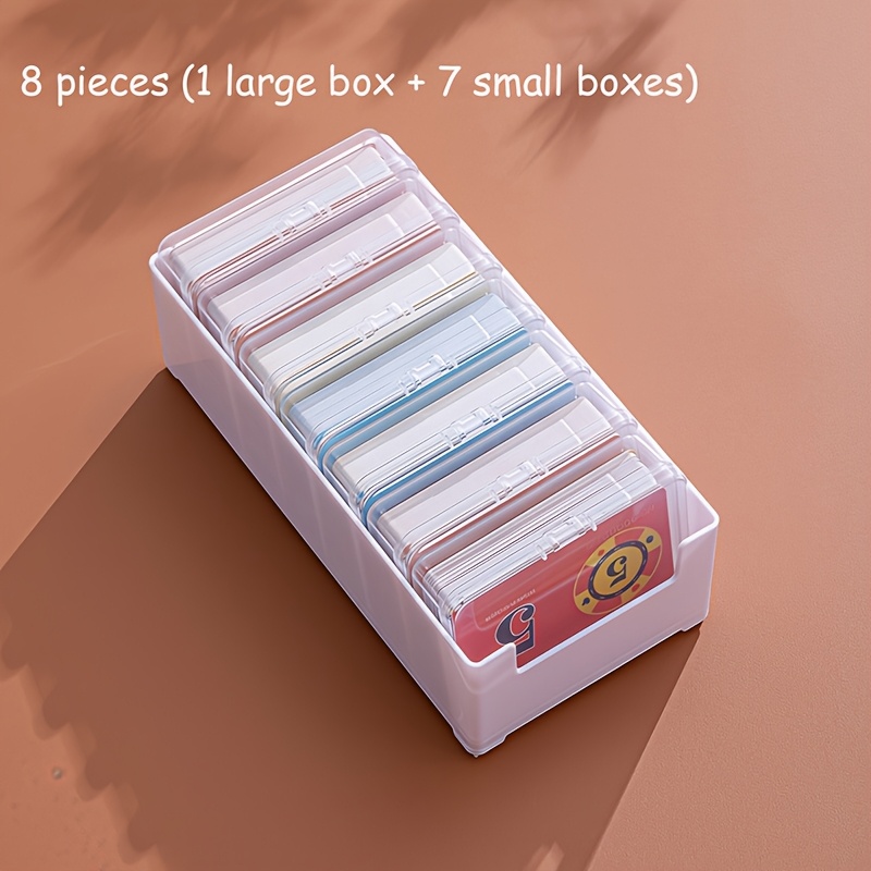 TEMU 8pcs Set: 7 Small Boxes   1 Large Box, Game Room Chip And Card Storage Box. Suitable For Game Cards And Business Card Storage. For Easy Viewing.