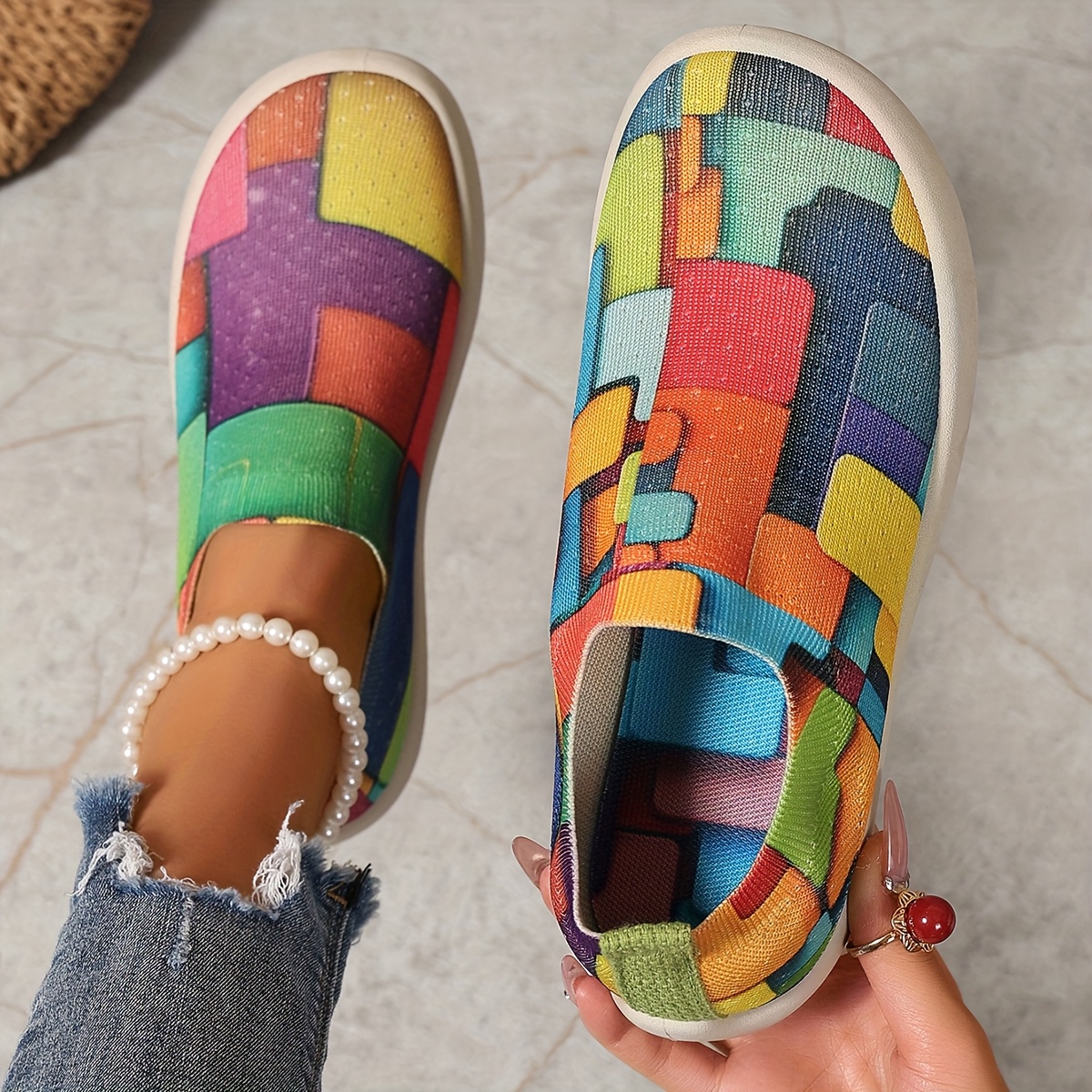 Multi colored slip on shoes online