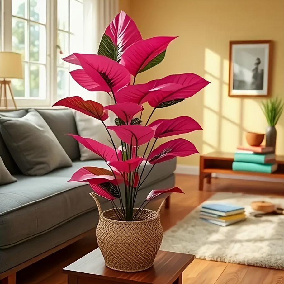 Image of Very Realistic Rainforest Ornamental Tree, Artificial , Big Leaves Evergreen All Year Round, Ground Placement Spring And Summer Decoration - Multifunctional Indoor/outdoor Use, No Containers