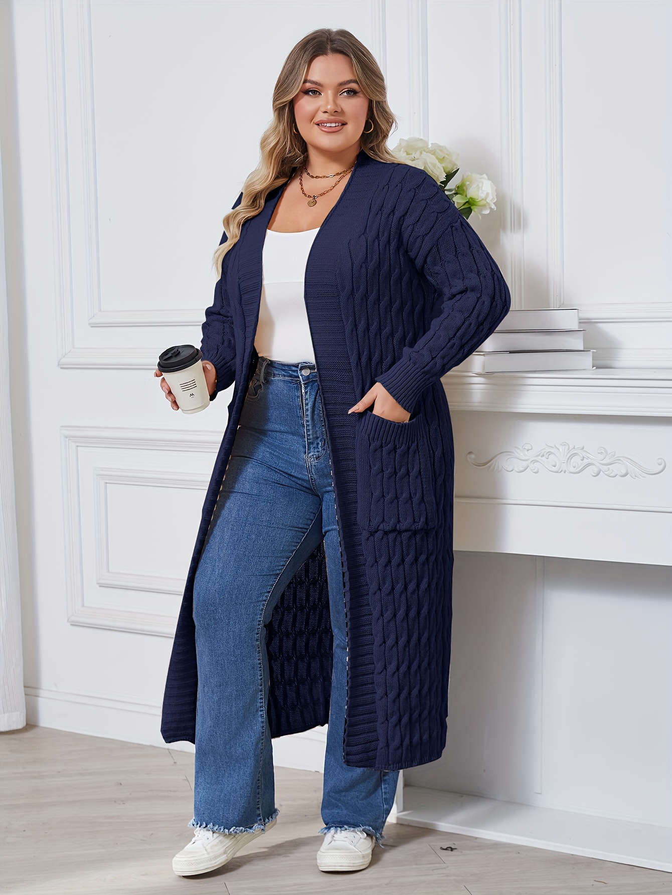 plus size plus size cardigan long sleeve duster open front drape