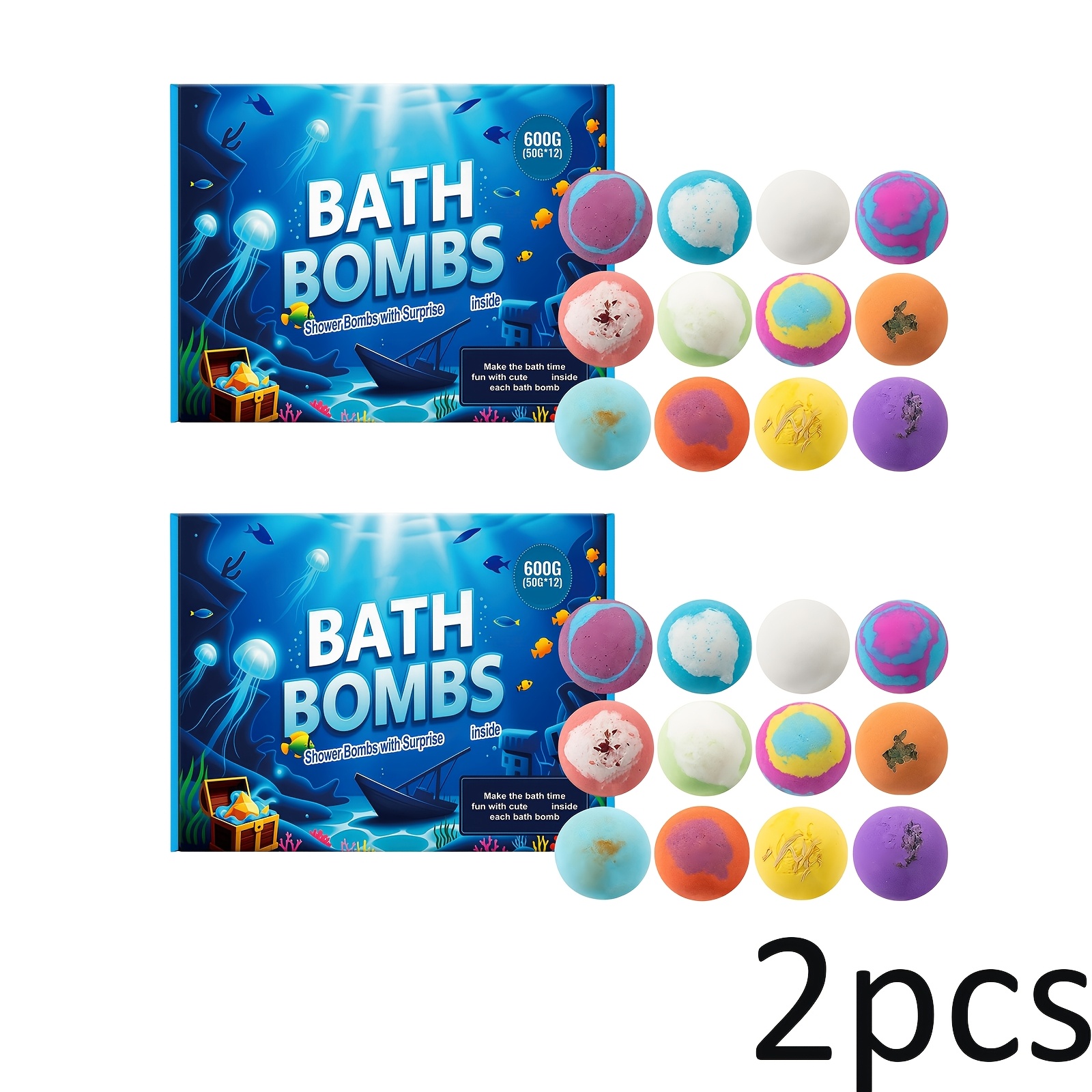TEMU 2 Boxes (24pcs) Bath Ball Set. Contains And Sea Salt. Deep Cleanses And Away 's Fatigue. Includes A Random Little Surprise To Add To Of Your