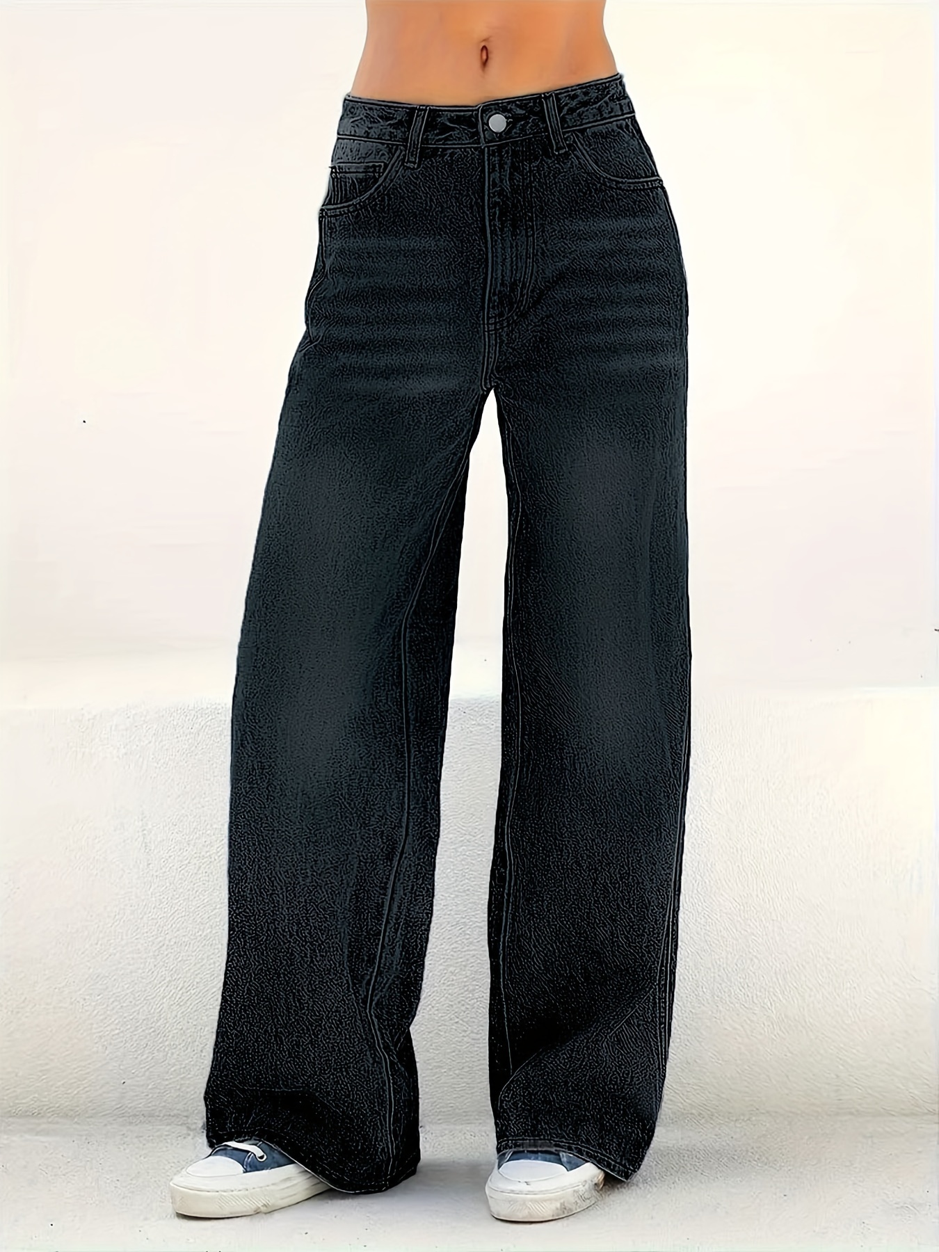 Side view showing the mid-waist and multi-pocket details