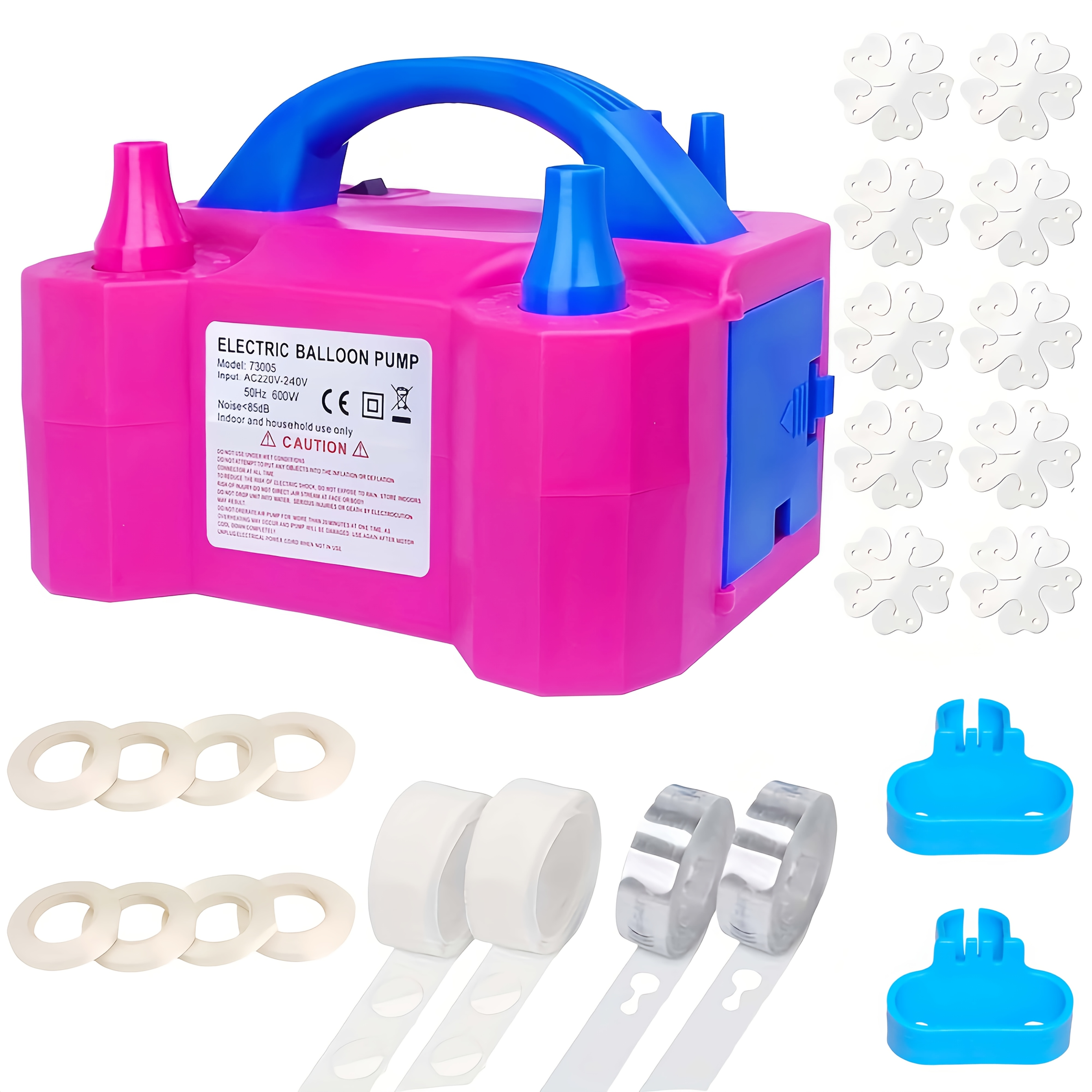 25pcs electric air pump set including 1 220v electric air   balloon clips   of balloon ribbon 2 balloon tying tools 2 rolls of balloon   2 rolls of balloon decorating strip without battery