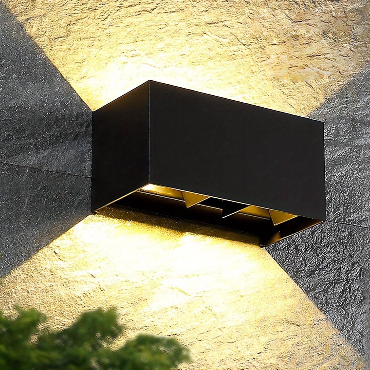 LED Double-Head Wall Light, Black, Outdoor Lighting Wall Sconce, Outdoor Wall Lamp, COB Light Source + Body, 3000K Warm White Outdoor Light Fixture, Up and Down Adjustable Wall Light, Dimmable Beam for Balcony, Courtyard, Corridor, Exterior Wall