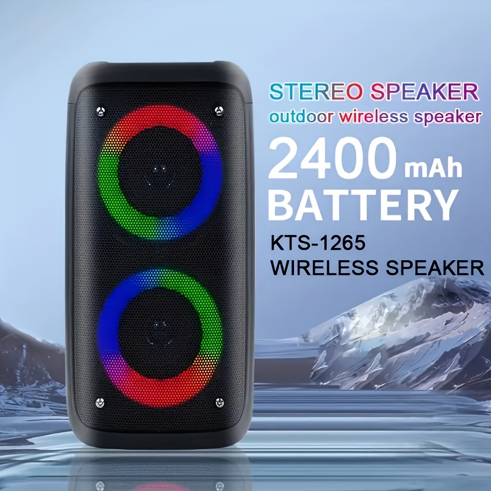 Boombox Wireless Speaker with Subwoofer and RGB Lights