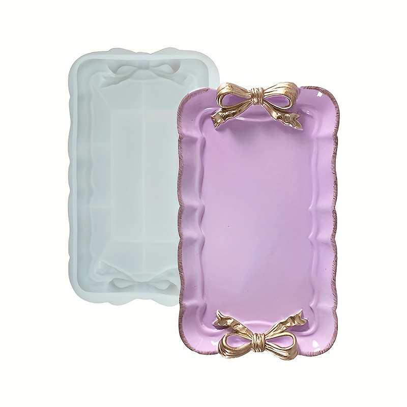 

Silicone Tray Mold Kit For Resin Casting - Bowknot Design, Rectangular Jewelry Display & Soap Dish, Storage Container Craft Set