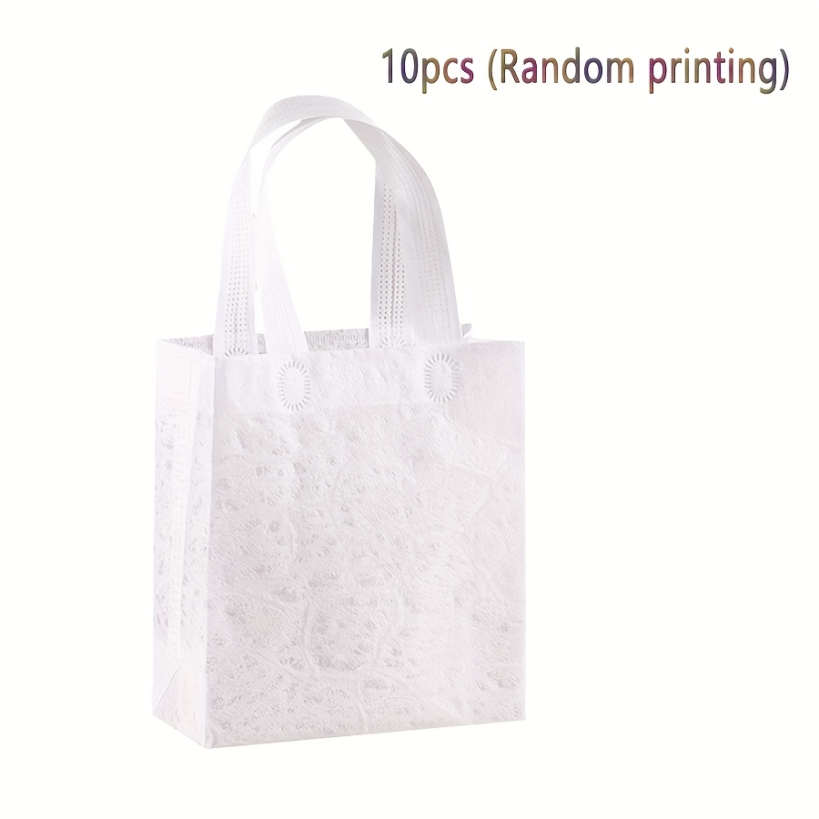 TEMU 10 piezas de bolsas tote reutilizables creativas con relieve de tela no tejida y , elegantes bolsos de plegables para almacenar dulces y para
