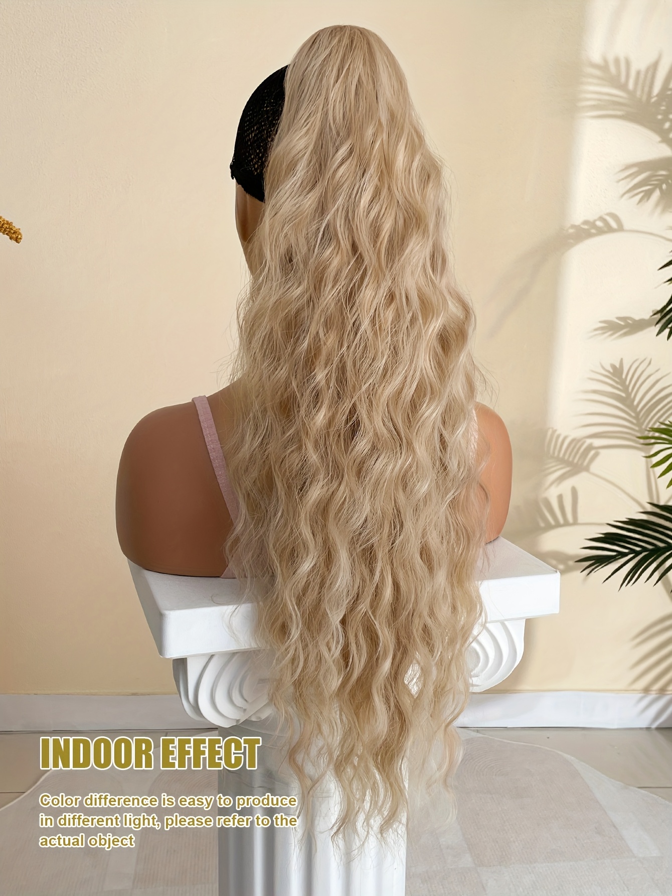   womens 28 inch brown wavy ponytail extension high temperature fiber clip in tailpiece synthetic hairpiece for ladies details 2