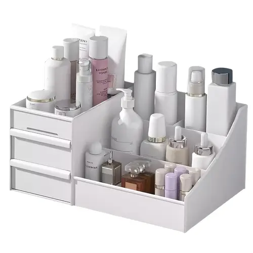 1 2pcs makeup storage box with drawer bathroom countertop cosmetic storage desktop stationery storage box dressing table storage for lipstick brushes lotion eye shadow nail polish and jewelry must have gift for holidays