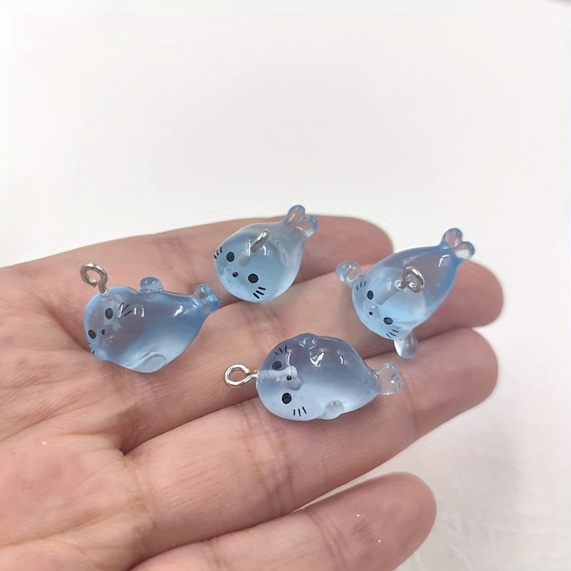 

10pcs Resin Whale Charms - Cute Small Animal Pendants For Diy Jewelry, Earrings, Keychains, And Bracelet Making Accessories