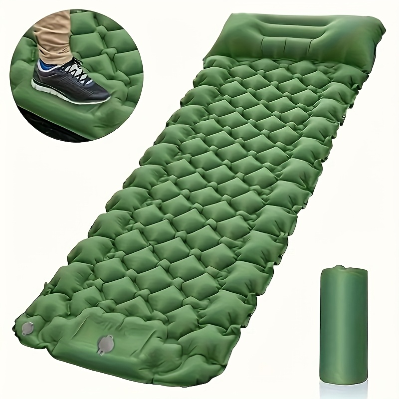 1pc outdoor inflatable sleeping pad 1 minute quick inflation extra thick puncture proof essential for camping hiking picnics lightweight portable foldable moisture proof mat must have outdoor gear for summer trips   matching