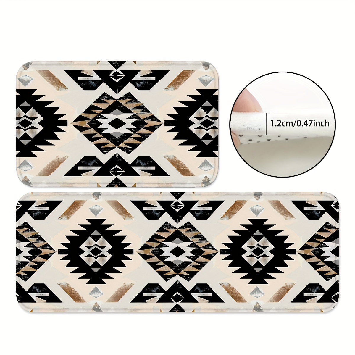 

Navajo-inspired Kitchen Mats Set, Polyester Non-slip Washable Rugs, Absorbent Runner Carpets For Bathroom, Classroom, Dining - Machine Washable, No Large Sizes