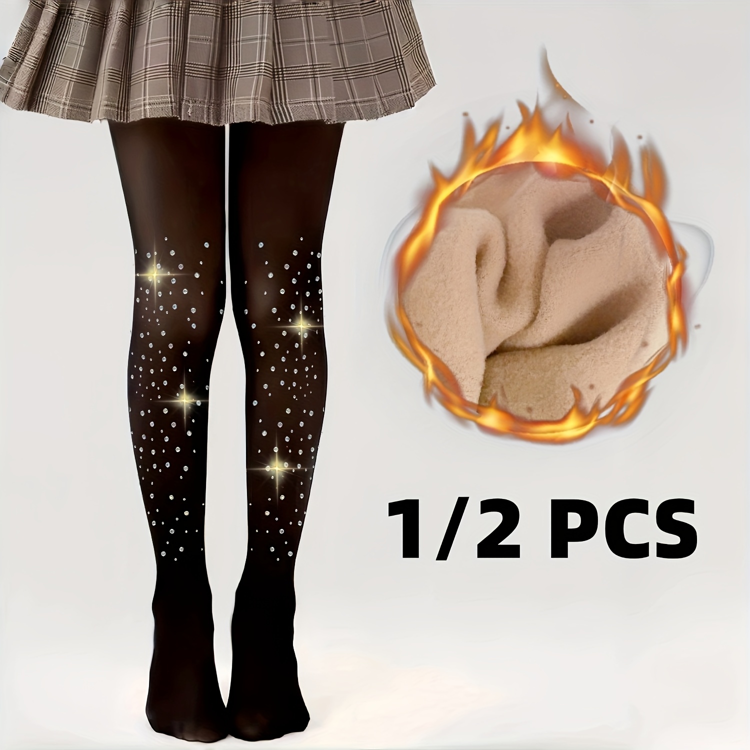 1/2 Pack Meisjes Winter Thermische Leggings - Verdikte Fleece Gevoerde High-Waisted Panty's met Glitterpatroon, Hoge-Elasticiteit Stretchy Broekjes voor Koud Weer, Dans & Party Kleding, Machinewasbaar, Winter Leggings, voor koud weer