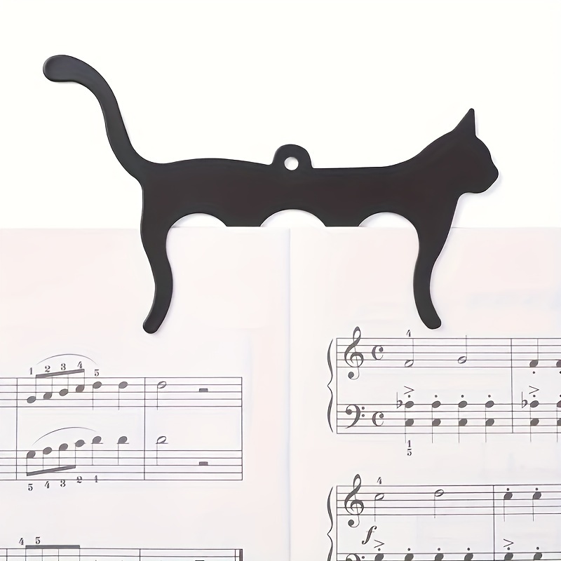 

Black Metal Cat-shaped & Guitar Music Sheet Clip - M-shaped Holder For Musicians