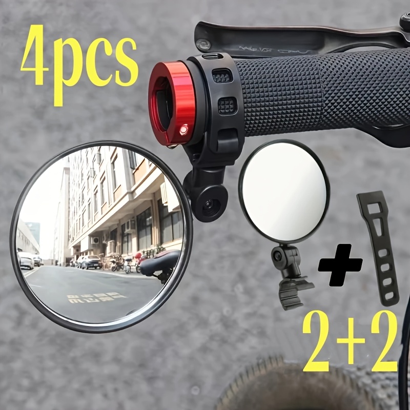 TEMU 4pcs (2pcs Black Rearview Mirrors And 2pcs Black Straps) - Adjustable - Universal For Car Models - 360-degree Adjustable Degree Rotating