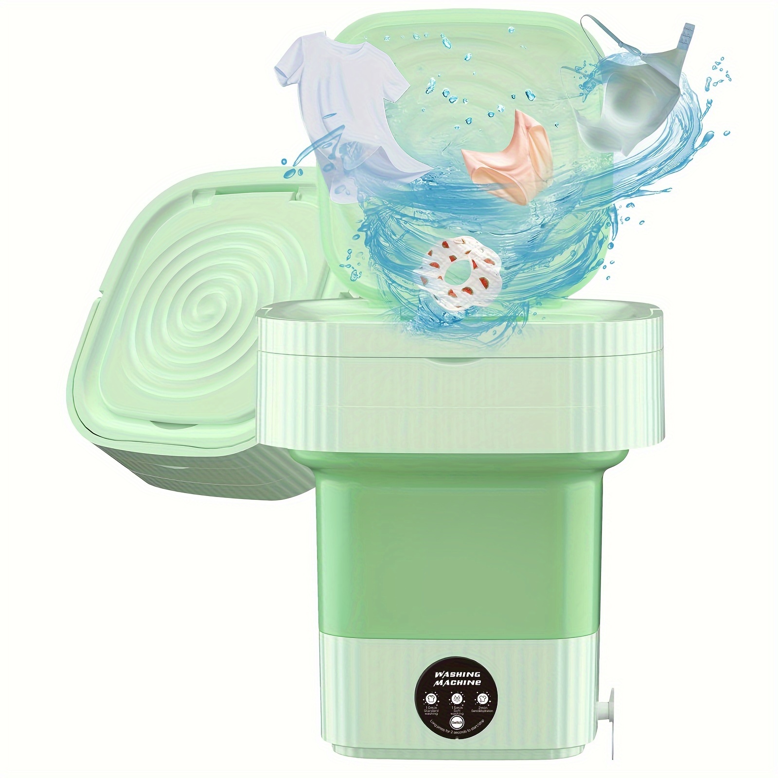 TEMU Mini Washing Machine Turbo Washing Machine, 3.5 Us Gallon High Capacity Washing Machine, Folding Small Portable Washing Machine, , Travel,