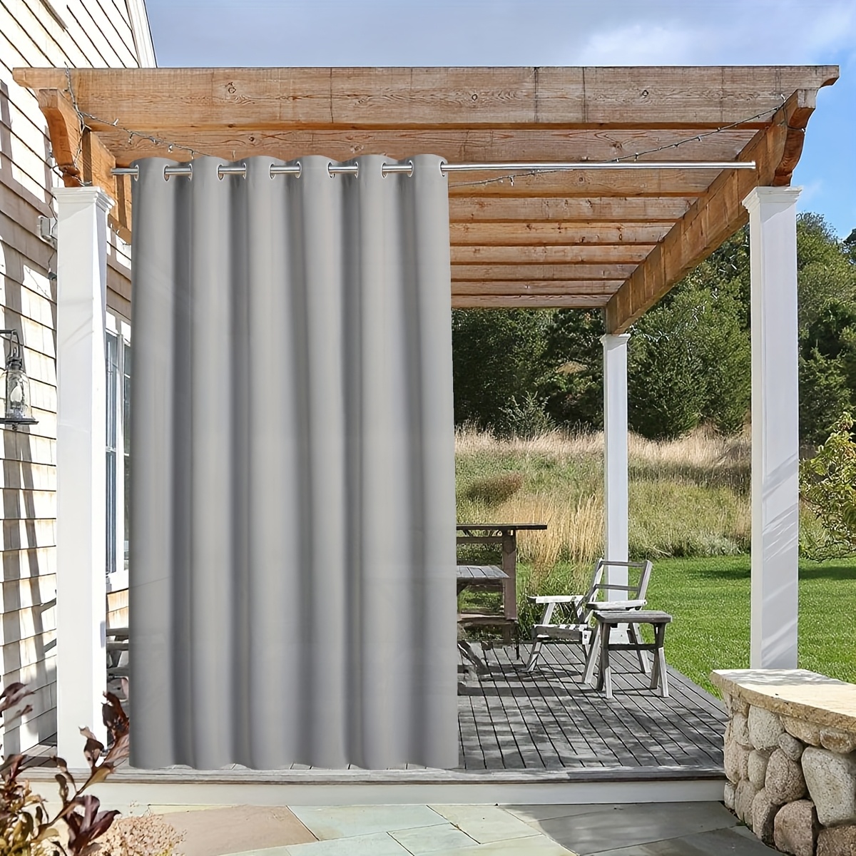 1 Panel Outdoor Curtains For Patio Privacy Sun Blocking Grommet Curtain Panel Uv Resistant Curtains For Gazebo Front Porch Pergola