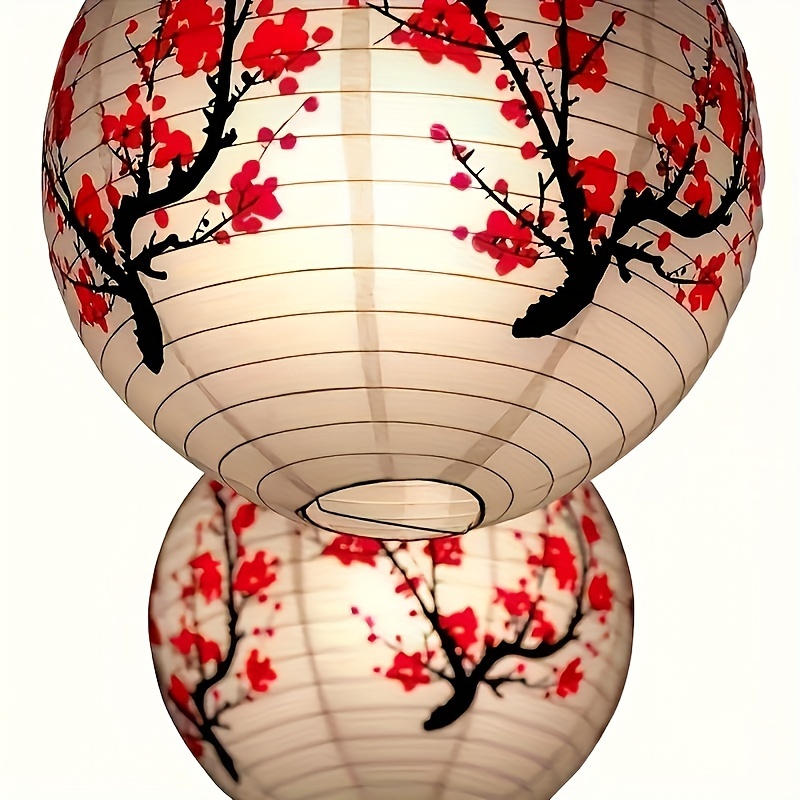 

3pcs 12-inch Sakura Japanese Paper Lanterns, Suitable For Indoor And Outdoor Decoration, Party Wedding, New Year (lights Not Included)