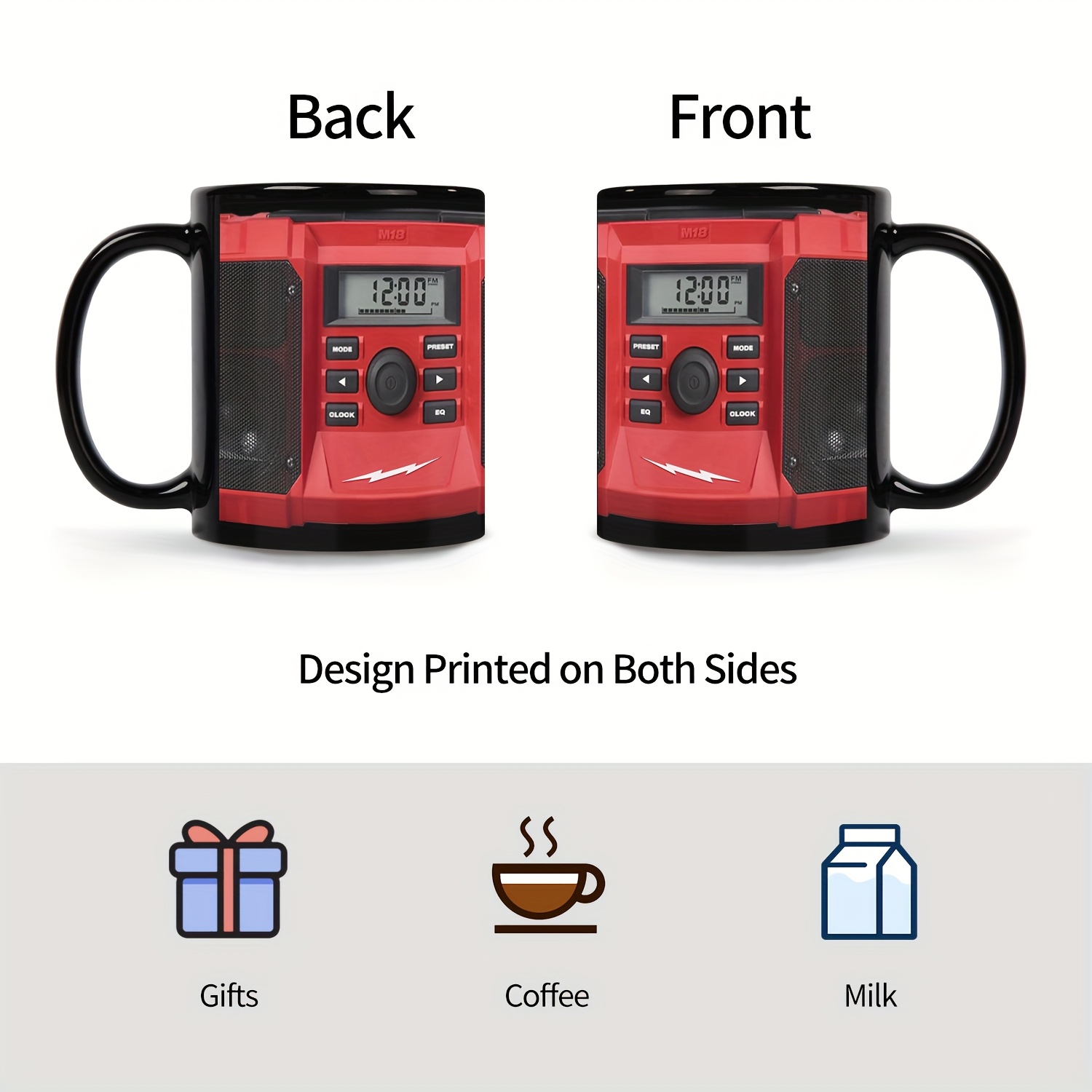 1pc 11oz Black Ceramic Coffee Mug with Red Digital Display & Speaker - Reusable, Hand Wash Only, Ideal Gift for Father'S & Mother'S Day, Home Kitchen Decor & Coffee Bar Accessory, Coffee Bar Accessory | Modern Mug Design | Durable Ceramic, Coffee Bar Accessories