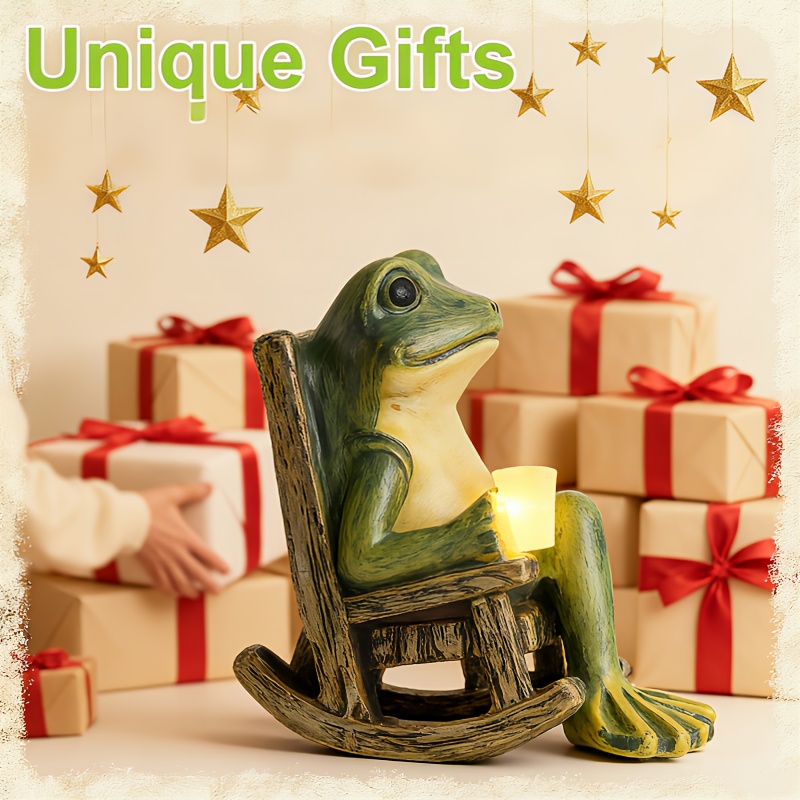 TEMU Garden Statue With Led Lights Garden Accessories Outdoor Lights Solar Garden Frog Decor Art Home Outdoor Decor For Patio Yard, Miniature
