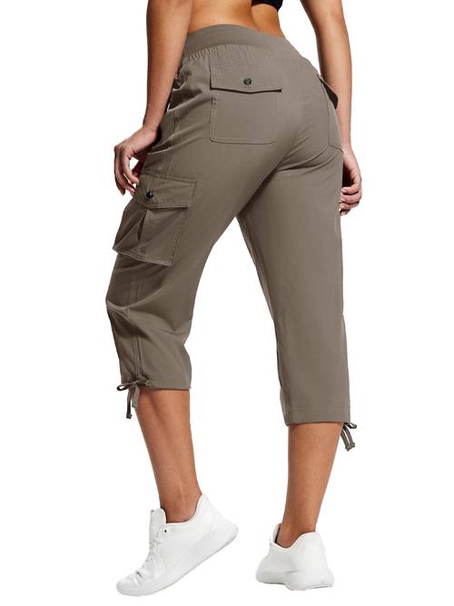 womens quick dry lightweight hiking capri pants with multiple pockets durable cargo shorts for outdoor travel casual wear machine washable solid hiking essentials functional fashion