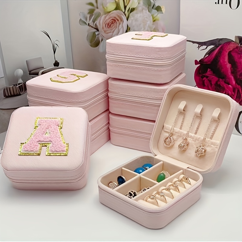 

Mini Personalized Alphabet Jewelry Organizer, Portable Travel Jewelry Box For Rings, Earrings, Necklaces