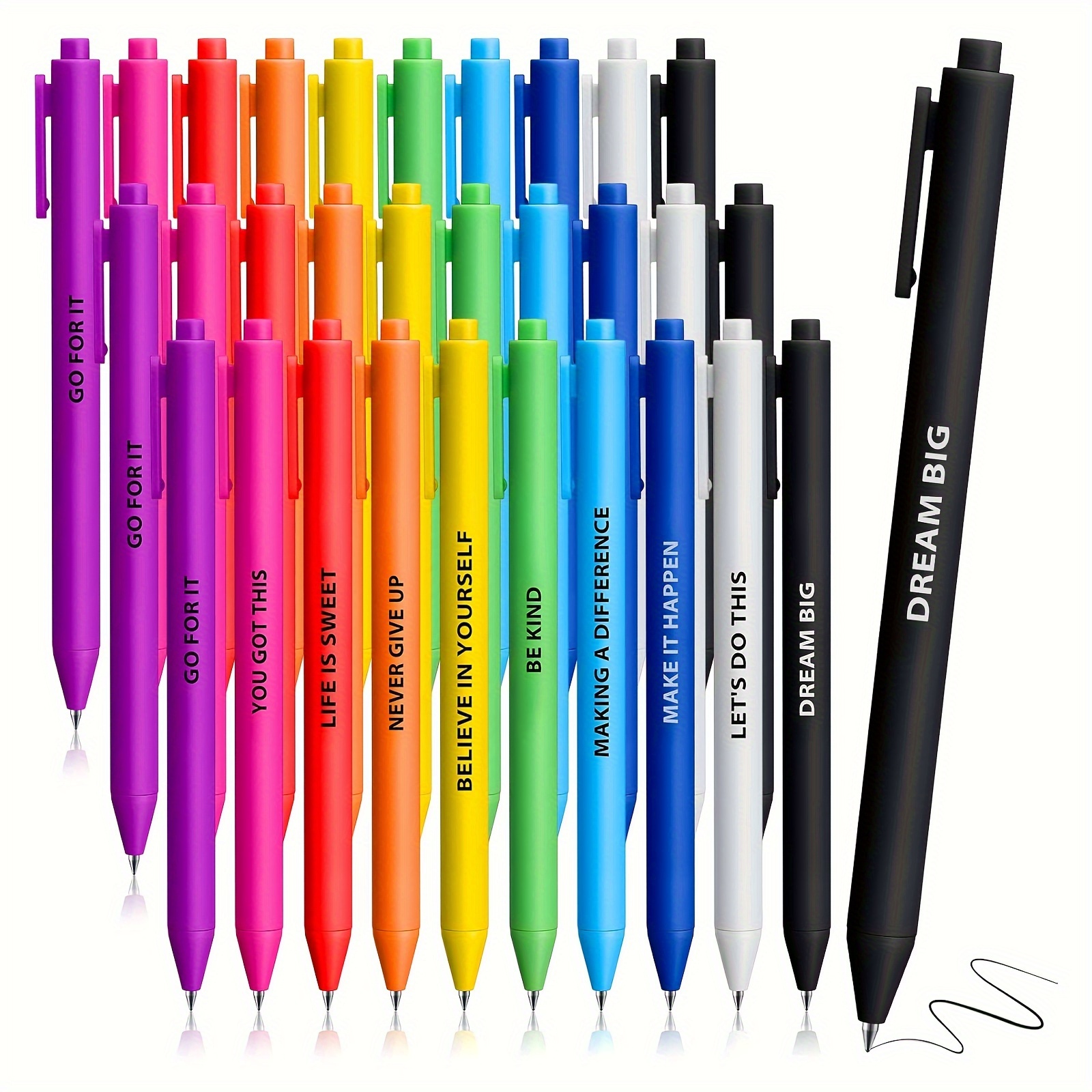 

30pcs Inspirational Ballpoint Pens With Motivational Quotes - Smooth , Quick-dry - Office & Gifts