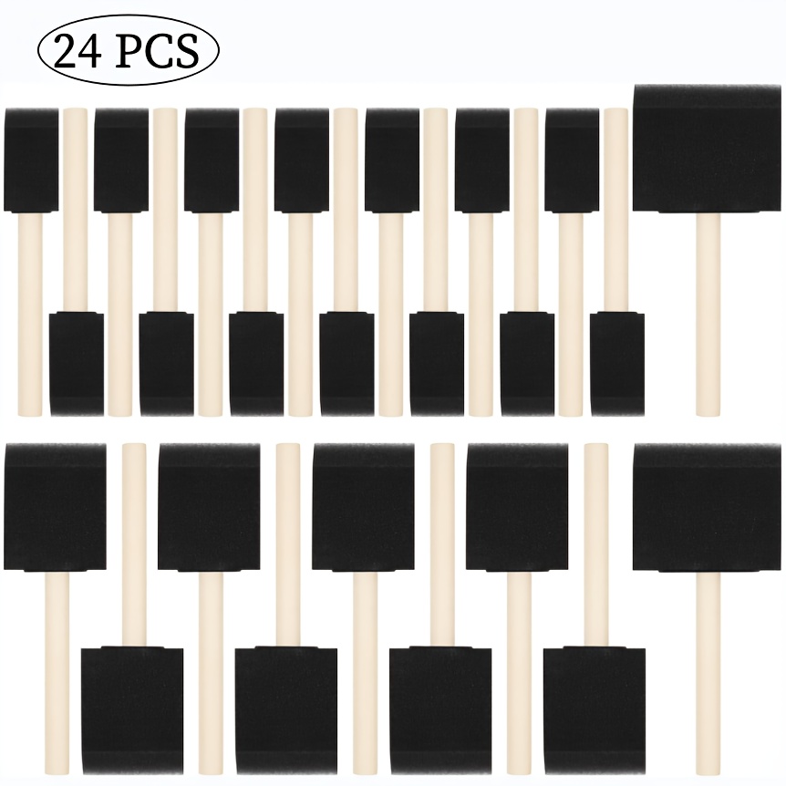 

24 Pack Foam Paint Brushes Set, Soft Sponge Brushes With Wooden Handles For Painting And Staining, Durable Sponge Rubber Material, Art Supplies For Crafts And Diy Projects