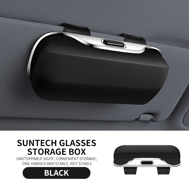 TEMU 1 Hand Operated Car Sun Visor Glasses Holder, Clip-on Sunglasses Storage Box Anti-scratch Auto Interior Accessory
