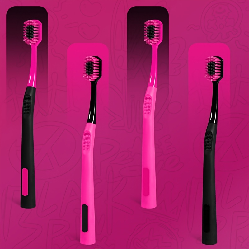 Image of Hot Selling Black And Series Student Couple Versatile Trend Travel Essential [ Of 4-pcs Gift Box] [4 -pcs Gift Box X 2 Boxes] Use Adult Soft Hair Toothbrush