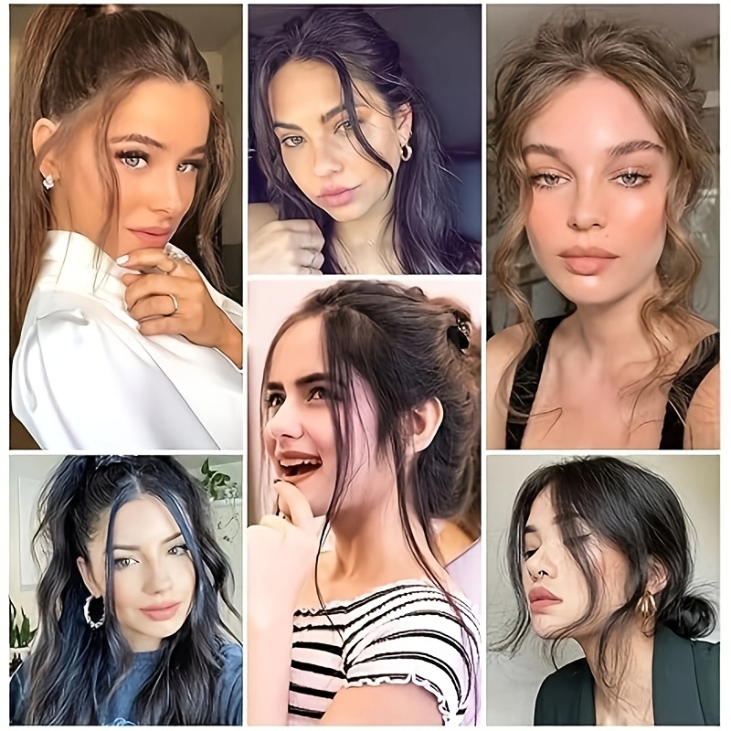 2pcs elegant body wave clip in hair extensions high temperature fiber womens side bangs christmas music festival hairpiece details 2