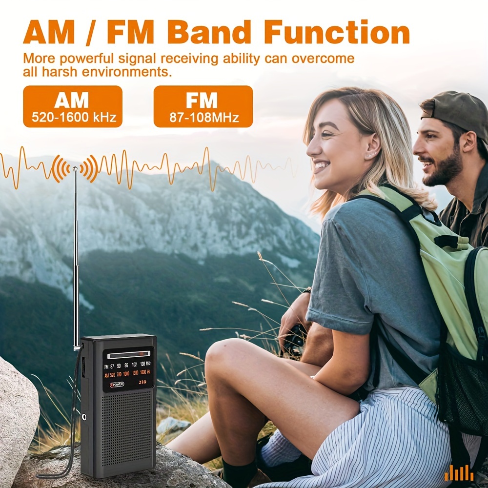portable radio small radio fm am transistor radio with excellent receiving and sound quality headphone jack easy to use pocket radio suitable for travel and camping only available in europe