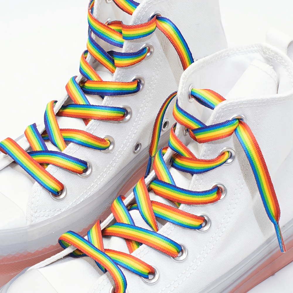 2pcs 3d Rainbow Shoelaces, Style Versatile Casual Shoelaces