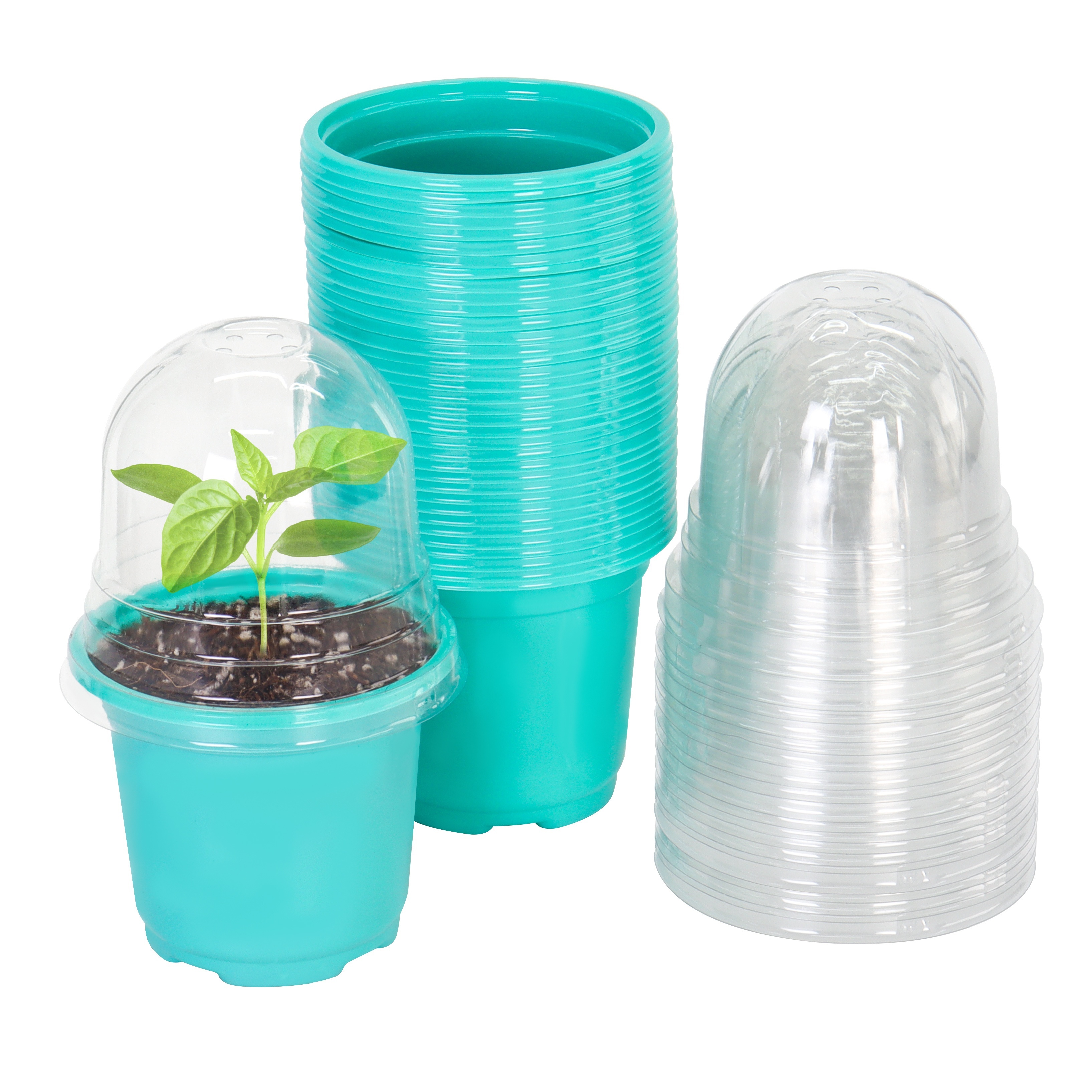 

36sets Plastic Plant Nursery Pot With Humidity Dome, Green Gardening Pot Planting Container Cup, Small Planter Seed Starting Tray, Garden Supplies