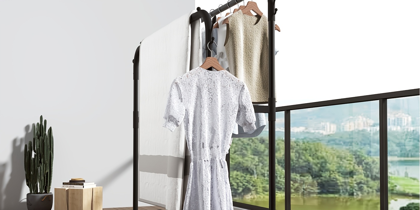 popular   stainless steel multi functional wardrobe clothes rack space saving design easy assembly with shelves and hooks portable clothing rack for balcony dorm bedroom Product details 30