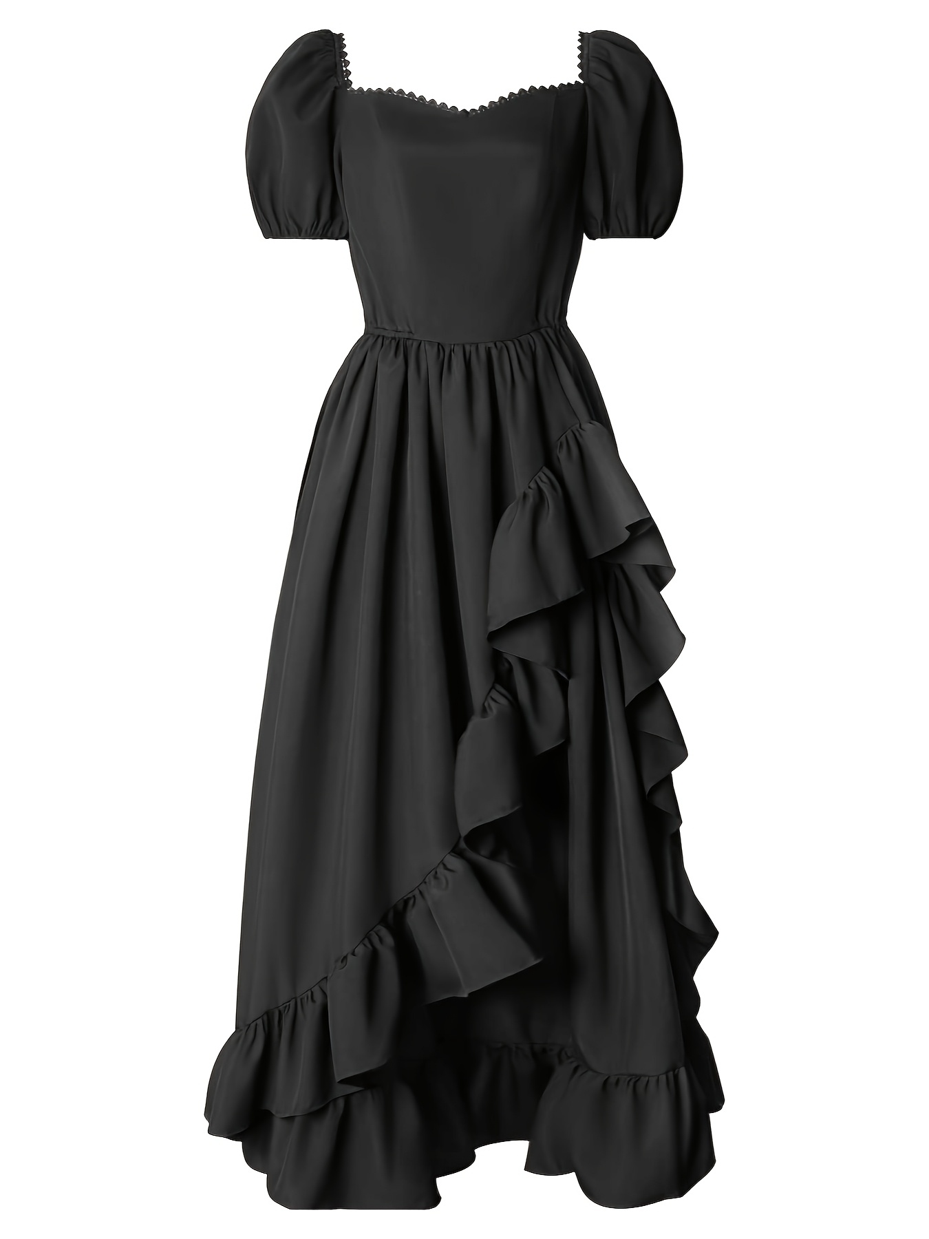 medieval renaissance cocktail dress womens high waist puff sleeves hem corset royal renaissance dress Claire Blue Modest Chiffon Size:10 kids fashion and elegant MDS25Dresses
