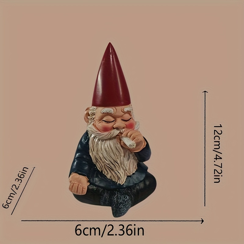 Image of Smoking Gnome Garden Statue - Resin Gnome Sculpture, Ideal For Outdoor Decoration, Perfectly Gardens And Lawns - Fairy Tale Theme